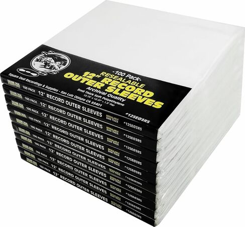 (100) أكمام خارجية لسجل الفينيل LP مقاس 12 بوصة - قابلة للإغلاق - جودة أرشيفية 3 مل - #12SE03RS in Saudi Arabia