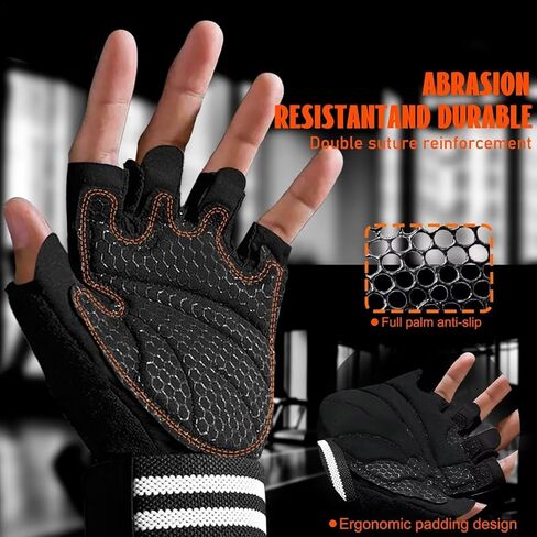 Workout Gloves with Wrist Support & Palm Damping, for Palm and Wrist Protection During Weight Lifting, Pull-Ups and Strength Training in The Gym, Suitable for Men and Women in Kuwait