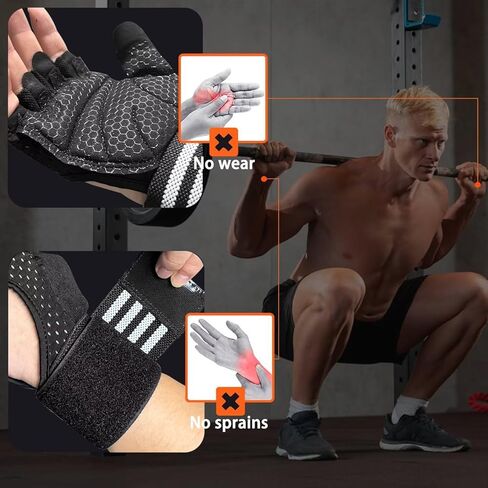 Workout Gloves with Wrist Support & Palm Damping, for Palm and Wrist Protection During Weight Lifting, Pull-Ups and Strength Training in The Gym, Suitable for Men and Women in Kuwait
