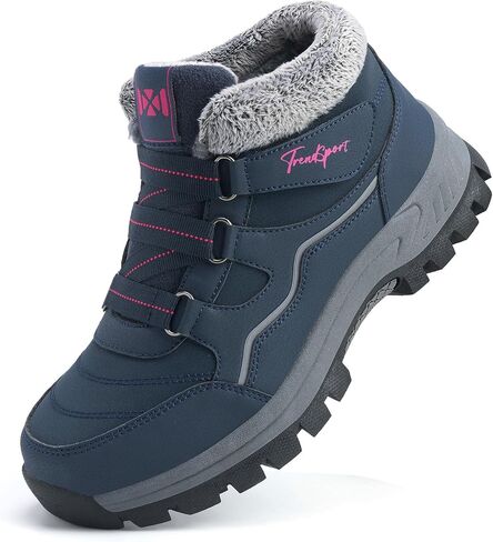 Qiucdzi Womens Winter Snow Boots Warm Fur Lined Anti-Slip Ankle Booties Walking Shoes Non-Slip Outdoor Trekking Shoes in Kuwait