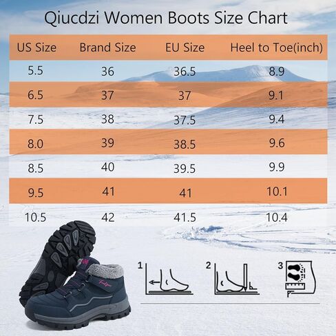Qiucdzi Womens Winter Snow Boots Warm Fur Lined Anti-Slip Ankle Booties Walking Shoes Non-Slip Outdoor Trekking Shoes in Kuwait