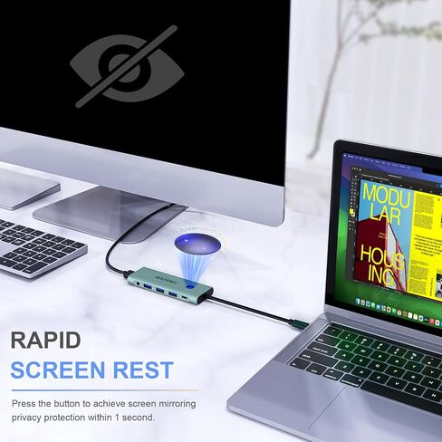USB C Hub Hdmi Adapter: 9 in 1 USB Docking Station for MacBook iPad Pro Air - Laptop Dock with One-Click Screen On Off Button - 4K@60Hz HDMI - 100W PD - SD TF Card Reader - Audio - 3.0 C Data Port in Saudi Arabia