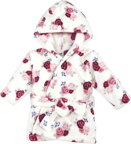 Hudson Baby Unisex Baby 2Pc Plush Animal Face Bathrobe, Pink Floral Rose, 0-9 Months in Kuwait