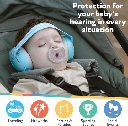 Nuby Soft Sounds - Adjustable Baby Earmuffs for Protection Against Loud Noises, Ideal for Air Shows, Fireworks, in-Flight Travel, and More! White Only. in Saudi Arabia