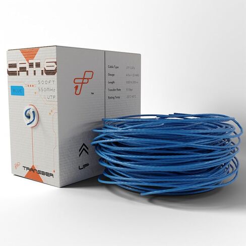 كابل إيثرنت CAT6 بطول 500 قدم UTP صلب يصل إلى 10 جيجابت في الثانية و550 ميجاهرتز 23AWG 4x2 زوج من شبكة الكابلات السائبة PoE++/4PPoE LAN سلك صندوق سحب سهل بطول 500 قدم (أزرق) in Kuwait