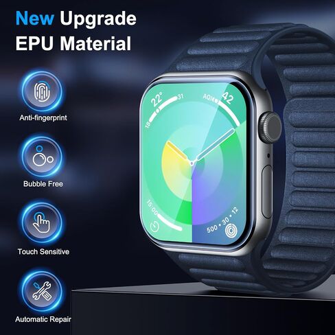 Uyiton 6Pack for Apple Watch Series 10 Screen Protector 46mm, Military-Grade Replacement EPU Film [Not Glass] iWatch Protector Anti Scratch Fingerprint Non-Bubble High Touch Screen Protection Clear in Kuwait