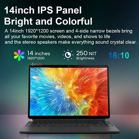 كمبيوتر لوحي T40 2in1 يعمل باللمس Intel N100 حتى 3.40 جيجا هرتز 14 بوصة FHD مع قلم 16 جيجا DDR5 + 512 جيجا SSD RGB لوحة مفاتيح بإضاءة خلفية واي فاي 6 ويندوز 11 in Kuwait