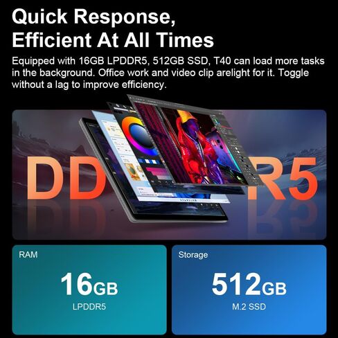 كمبيوتر لوحي T40 2in1 يعمل باللمس Intel N100 حتى 3.40 جيجا هرتز 14 بوصة FHD مع قلم 16 جيجا DDR5 + 512 جيجا SSD RGB لوحة مفاتيح بإضاءة خلفية واي فاي 6 ويندوز 11 in Kuwait