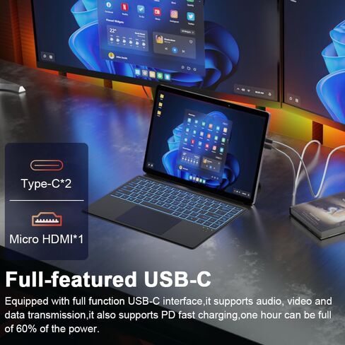 كمبيوتر لوحي T40 2in1 يعمل باللمس Intel N100 حتى 3.40 جيجا هرتز 14 بوصة FHD مع قلم 16 جيجا DDR5 + 512 جيجا SSD RGB لوحة مفاتيح بإضاءة خلفية واي فاي 6 ويندوز 11 in Kuwait