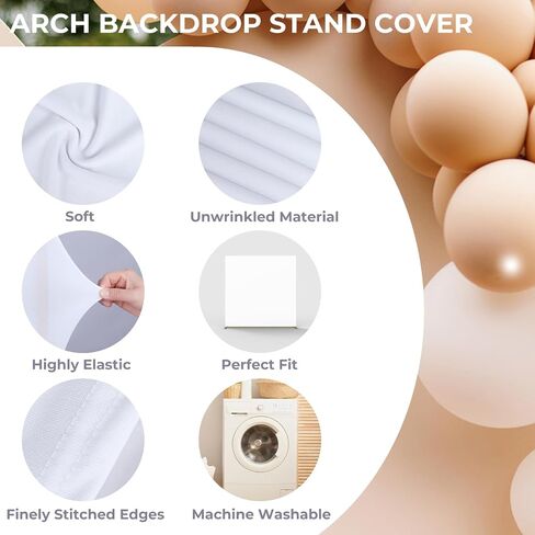 Babenest Wedding Arch Backdrop Cover, 6.6x6.6FT White Two-Sided Spandex Cover for Square Metal Arch Stand, Fitted Balloon Arch Cover for Party Ceremony Birthday Baby Shower Anniversary Decoration in Saudi Arabia