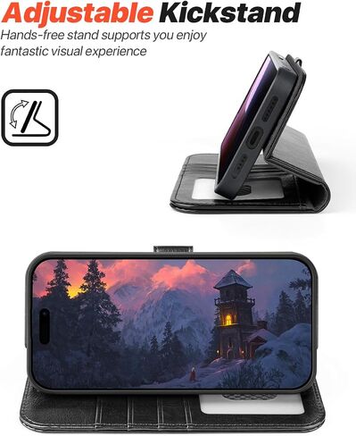 OCASE for iPhone 16 Pro Max Case Detachable Wallet Case with Card Holder, [2 in 1] PU Leather Flip Folio Case with RFID Blocking Stand Wrist Strap Shockproof Phone Cover 6.9 Inch 2024, Black in Kuwait