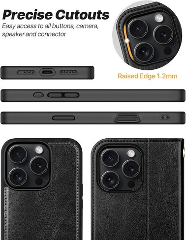OCASE for iPhone 16 Pro Max Case Detachable Wallet Case with Card Holder, [2 in 1] PU Leather Flip Folio Case with RFID Blocking Stand Wrist Strap Shockproof Phone Cover 6.9 Inch 2024, Black in Kuwait
