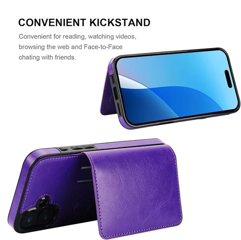 KIHUWEY Compatible with iPhone 16 Plus Wallet Case Credit Card Holder, Premium Leather Kickstand Flip Hidden Magnetic Clasp Durable Shockproof Protective Cover for iPhone 16 Plus 6.7 inch (Black) in Saudi Arabia