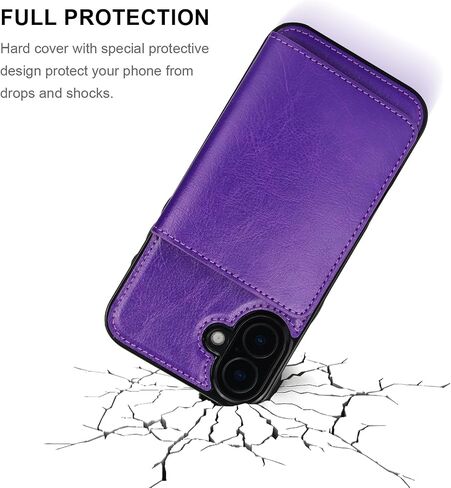 KIHUWEY Compatible with iPhone 16 Plus Wallet Case Credit Card Holder, Premium Leather Kickstand Flip Hidden Magnetic Clasp Durable Shockproof Protective Cover for iPhone 16 Plus 6.7 inch (Black) in Saudi Arabia