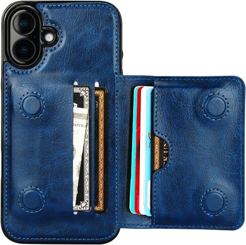 KIHUWEY Compatible with iPhone 16 Plus Wallet Case Credit Card Holder, Premium Leather Kickstand Flip Hidden Magnetic Clasp Durable Shockproof Protective Cover for iPhone 16 Plus 6.7 inch (Black) in Saudi Arabia