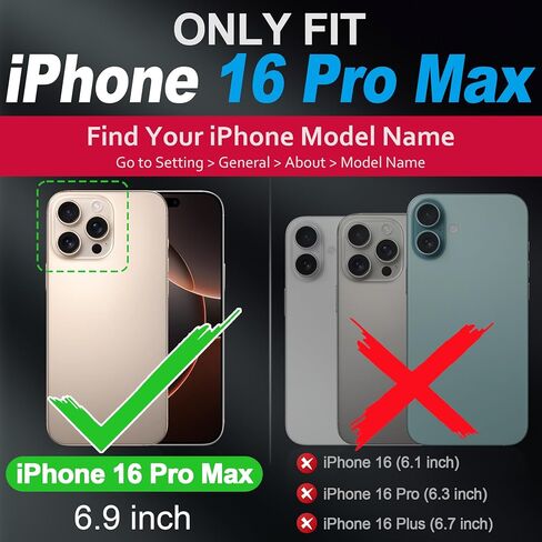 حافظة محفظة SHIELDON لهاتف iPhone 16 Pro Max 6.9 بوصة، جلد طبيعي قابل للفصل وشحن لاسلكي ومسند مغناطيسي RFID وفتحات بطاقات مقاومة للصدمات متوافقة مع iPhone 16 Pro Max 5G - أسود نابا in Saudi Arabia