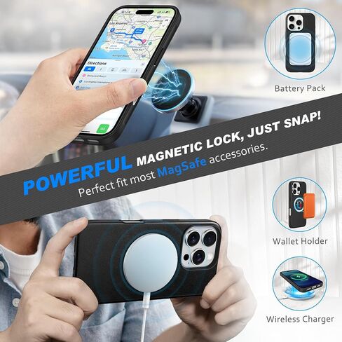 حافظة محفظة SHIELDON لهاتف iPhone 16 Pro Max 6.9 بوصة، جلد طبيعي قابل للفصل وشحن لاسلكي ومسند مغناطيسي RFID وفتحات بطاقات مقاومة للصدمات متوافقة مع iPhone 16 Pro Max 5G - أسود نابا in Saudi Arabia
