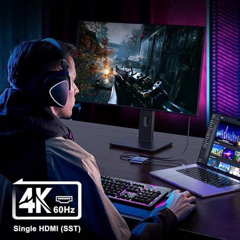 محول USB C إلى HDMI مزدوج 4K@30 هرتز، محول USB C Hub متعدد المنافذ مع 2xHDMI، USB 3.0، 100W PD، يدعم شاشة USB C إلى HDMI ممتدة (MST تدعم Windows فقط)، أرجواني داكن in Kuwait