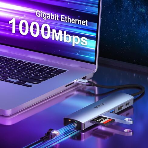 USB C to Dual HDMI Adapter 4K@30Hz, USB C Hub Multiport Adapter with 2xHDMI, USB 3.0, 100W PD, Support USB C to HDMI Splitter Extended Display (MST Only Support Windows), Dark Purple in Saudi Arabia