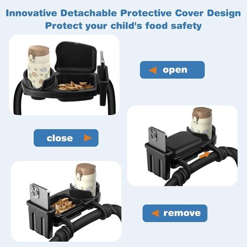 Universal Stroller Snack Tray Attachment Cup Holder Snack Tray with Silicone Flexible Arms Grip Stroller Accessories in Saudi Arabia