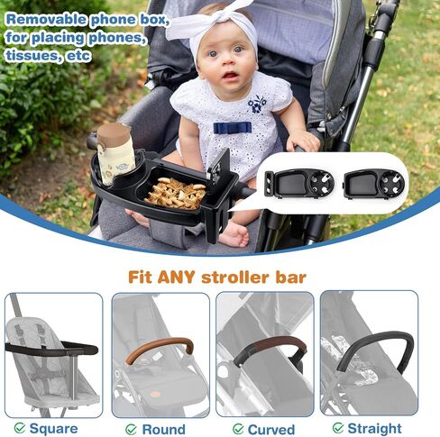 Universal Stroller Snack Tray Attachment Cup Holder Snack Tray with Silicone Flexible Arms Grip Stroller Accessories in Saudi Arabia