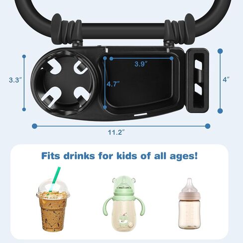 Universal Stroller Snack Tray Attachment Cup Holder Snack Tray with Silicone Flexible Arms Grip Stroller Accessories in Saudi Arabia