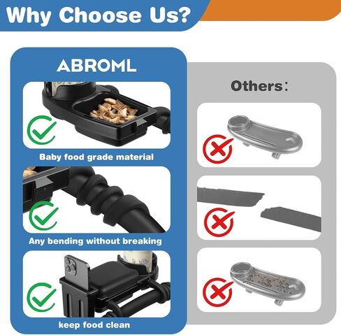 Universal Stroller Snack Tray Attachment Cup Holder Snack Tray with Silicone Flexible Arms Grip Stroller Accessories in Saudi Arabia