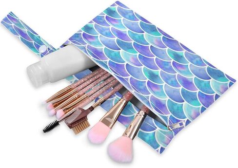 مجموعة أكياس AUUXVA الرطبة والجافة بمقياس حورية البحر باللون الأزرق والأرجواني، حقيبة حفاضات قماشية مبللة مقاومة للماء وقابلة لإعادة الاستخدام مع جيبين بسحّاب للسفر على الشاطئ وملابس السباحة المبللة، قطعتان in Kuwait