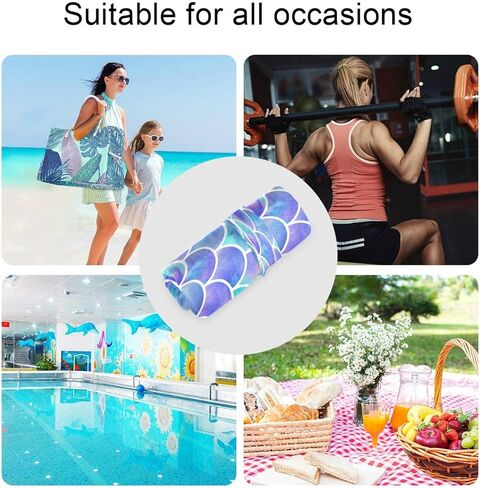 مجموعة أكياس AUUXVA الرطبة والجافة بمقياس حورية البحر باللون الأزرق والأرجواني، حقيبة حفاضات قماشية مبللة مقاومة للماء وقابلة لإعادة الاستخدام مع جيبين بسحّاب للسفر على الشاطئ وملابس السباحة المبللة، قطعتان in Kuwait