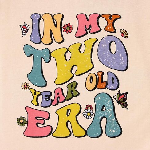 BOUTIKOME in My One-Five Years Old Era Birthday Shirts Toddler Baby Girls T-Shirt Tees Party Outfits Short Sleeve Tops in Kuwait