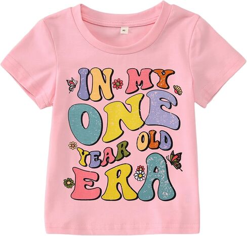 BOUTIKOME in My One-Five Years Old Era قمصان عيد ميلاد طفل رضيع الفتيات تي شيرت تي شيرت ملابس الحفلات ملابس علوية قصيرة الأكمام in Kuwait