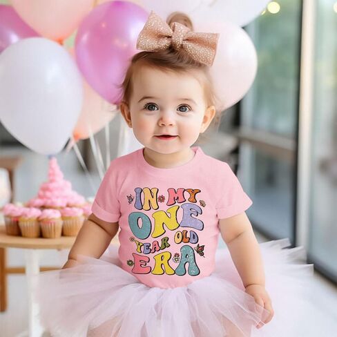 BOUTIKOME in My One-Five Years Old Era قمصان عيد ميلاد طفل رضيع الفتيات تي شيرت تي شيرت ملابس الحفلات ملابس علوية قصيرة الأكمام in Kuwait