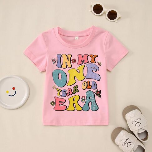 BOUTIKOME in My One-Five Years Old Era قمصان عيد ميلاد طفل رضيع الفتيات تي شيرت تي شيرت ملابس الحفلات ملابس علوية قصيرة الأكمام in Kuwait