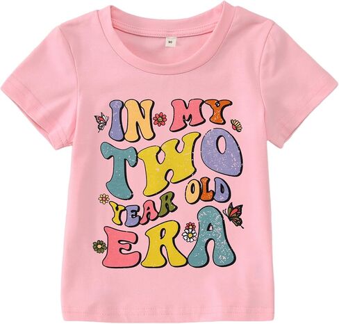 BOUTIKOME in My One-Five Years Old Era قمصان عيد ميلاد طفل رضيع الفتيات تي شيرت تي شيرت ملابس الحفلات ملابس علوية قصيرة الأكمام in Kuwait