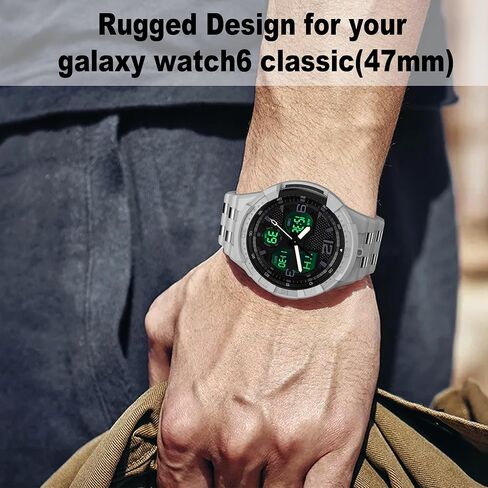 حزام T-ENGINE متوافق مع ساعة Samsung Galaxy Watch 6 الكلاسيكية مقاس 47 مم مع حافظة، حافظة متينة من قطعة واحدة مع حزام لهاتف Galaxy 6 Classic 47 مم (2023) in Kuwait