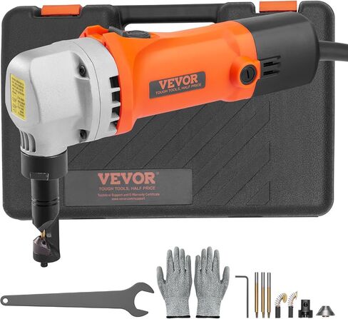 VEVOR Double Head Sheet Metal Nibbler Cutter, 360 Degree Metal Nibbler Drill Attachment with Extra Punch and Die, Cutting Hole Accessory and Step Drill Bit, for Straight Curve and Circle Cutting in Saudi Arabia