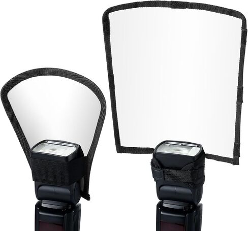 2 Pcs Flash Diffuser Reflector Kit 2-Sided White/Silver Bend Bounce Flash Diffuser with Elastic Strap for Camera and All Speedlight Flashes in Saudi Arabia