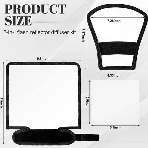 2 Pcs Flash Diffuser Reflector Kit 2-Sided White/Silver Bend Bounce Flash Diffuser with Elastic Strap for Camera and All Speedlight Flashes in Saudi Arabia