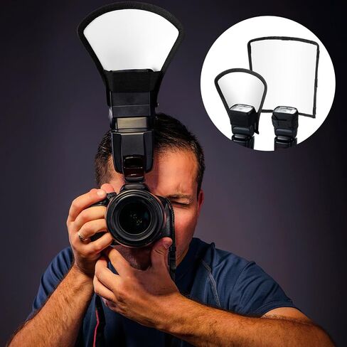 2 Pcs Flash Diffuser Reflector Kit 2-Sided White/Silver Bend Bounce Flash Diffuser with Elastic Strap for Camera and All Speedlight Flashes in Saudi Arabia