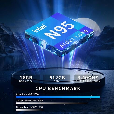 16 inch Laptop, 16GB DDR4 512GB SSD, Intel Quad-Core N95 Processor (up to 3.4Ghz) Windows 11 Pro, Laptop Computer with Metal Body Support 16:10 1080P, 2.4/5G WiFi, Bluetooth 4.2, Full-Function Type-C in Saudi Arabia