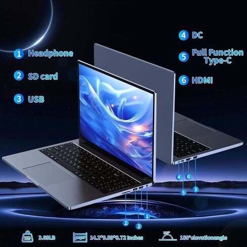 16 inch Laptop, 16GB DDR4 512GB SSD, Intel Quad-Core N95 Processor (up to 3.4Ghz) Windows 11 Pro, Laptop Computer with Metal Body Support 16:10 1080P, 2.4/5G WiFi, Bluetooth 4.2, Full-Function Type-C in Saudi Arabia