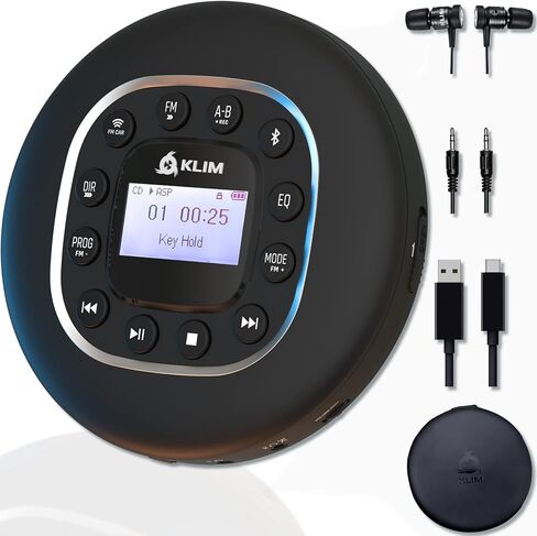 KLIM Journey + مشغل أقراص مضغوطة محمول Walkman مع بطارية طويلة الأمد + جديد 2024 + مع سماعات رأس + راديو FM + مشغل أقراص مضغوطة MP3 متوافق + بطاقة SD وجهاز إرسال FM وبلوتوث + مثالي للسيارات - أبيض in Kuwait