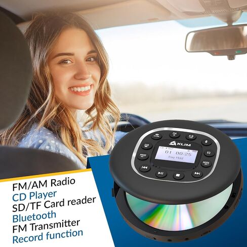KLIM Journey + مشغل أقراص مضغوطة محمول Walkman مع بطارية طويلة الأمد + جديد 2024 + مع سماعات رأس + راديو FM + مشغل أقراص مضغوطة MP3 متوافق + بطاقة SD وجهاز إرسال FM وبلوتوث + مثالي للسيارات - أبيض in Kuwait