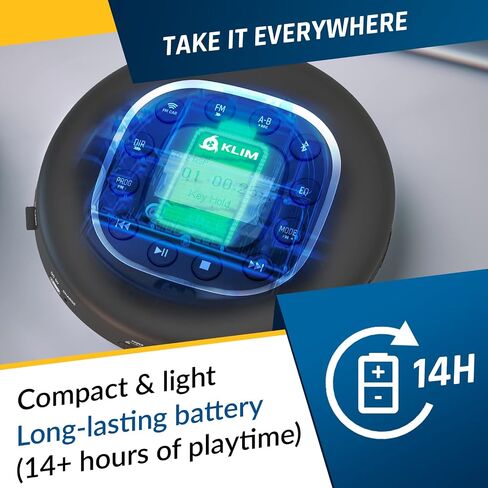 KLIM Journey + مشغل أقراص مضغوطة محمول Walkman مع بطارية طويلة الأمد + جديد 2024 + مع سماعات رأس + راديو FM + مشغل أقراص مضغوطة MP3 متوافق + بطاقة SD وجهاز إرسال FM وبلوتوث + مثالي للسيارات - أبيض in Kuwait