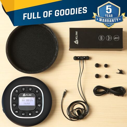 KLIM Journey + مشغل أقراص مضغوطة محمول Walkman مع بطارية طويلة الأمد + جديد 2024 + مع سماعات رأس + راديو FM + مشغل أقراص مضغوطة MP3 متوافق + بطاقة SD وجهاز إرسال FM وبلوتوث + مثالي للسيارات - أبيض in Kuwait