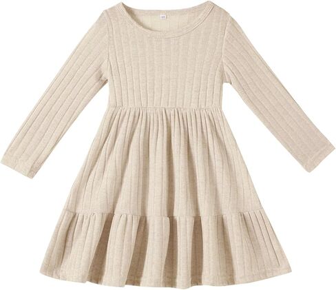 Toddler Baby Girl Long Sleeve Dress Girls Knit Sweater Dresses Tiered Kids Swing Holiday Dresses Fall Winter in Saudi Arabia