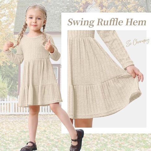 Toddler Baby Girl Long Sleeve Dress Girls Knit Sweater Dresses Tiered Kids Swing Holiday Dresses Fall Winter in Saudi Arabia