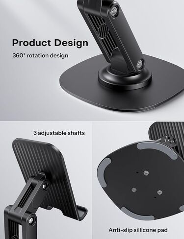 OMOTON Cell Phone Stand for Desk, 2 Pack Adjustable Foldable Phone Holder, 360 Swivel Mobile Stand Fit for iPhone 16 15 14 13 12 Pro Max and All Smart Phones, Black & White in Saudi Arabia