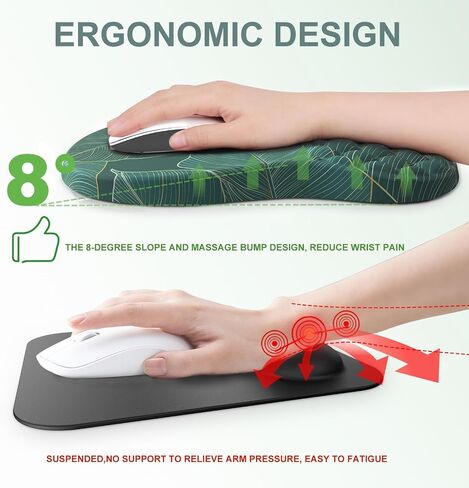 G JGOO Ergonomic Mouse Pad with Wrist Rest and Keyboard Wrist Rest, Mousepad with Memory Foam, Pain Relief & Non-Slip PU Base, Mouse Pad with Wrist Support for Laptop Computer Office, Black in Saudi Arabia