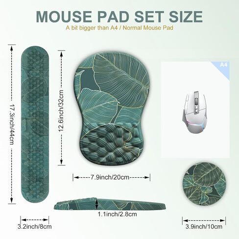 G JGOO Ergonomic Mouse Pad with Wrist Rest and Keyboard Wrist Rest, Mousepad with Memory Foam, Pain Relief & Non-Slip PU Base, Mouse Pad with Wrist Support for Laptop Computer Office, Black in Saudi Arabia